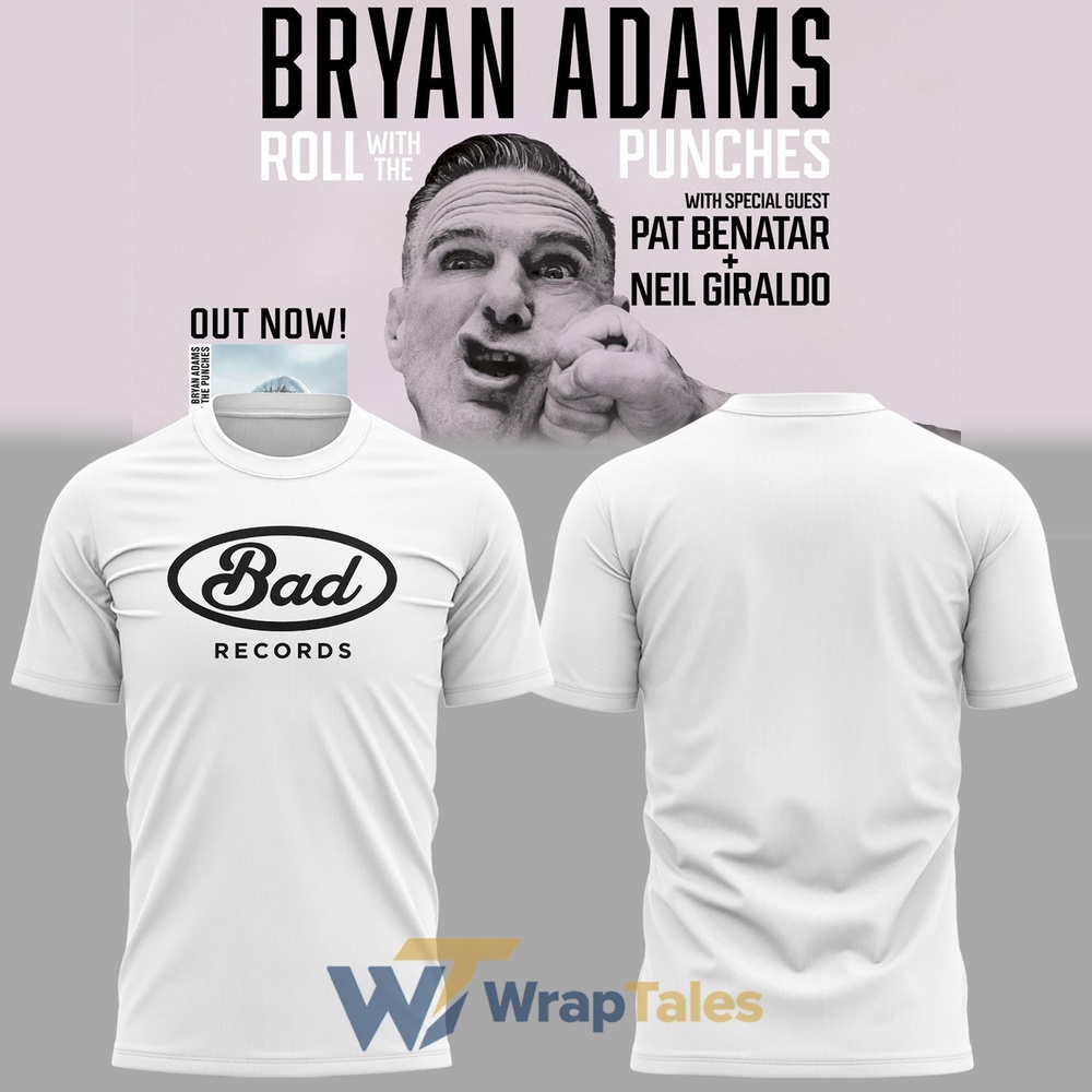 Bryan Adams Roll With The Punches Tour 2026 Bad Records White T