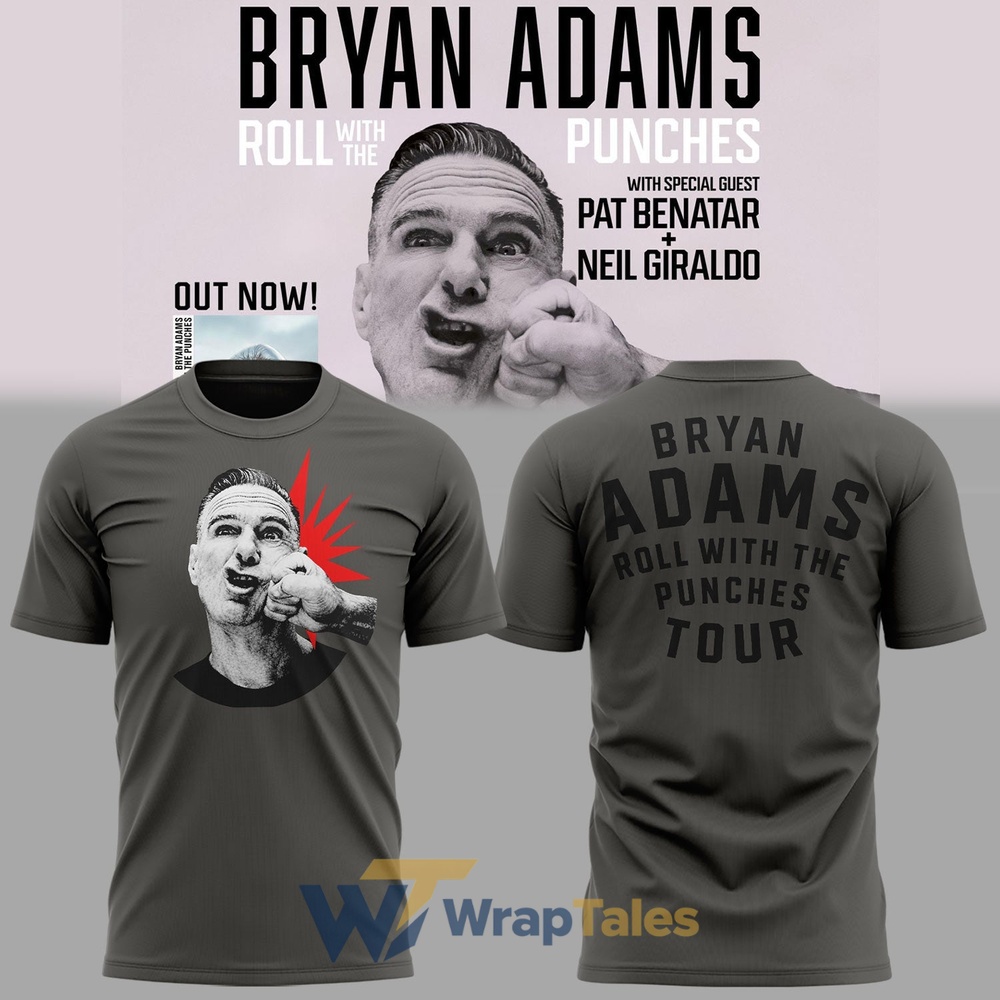 Bryan Adams Roll With The Punches Tour 2026 Punch Portrait T-Shirt