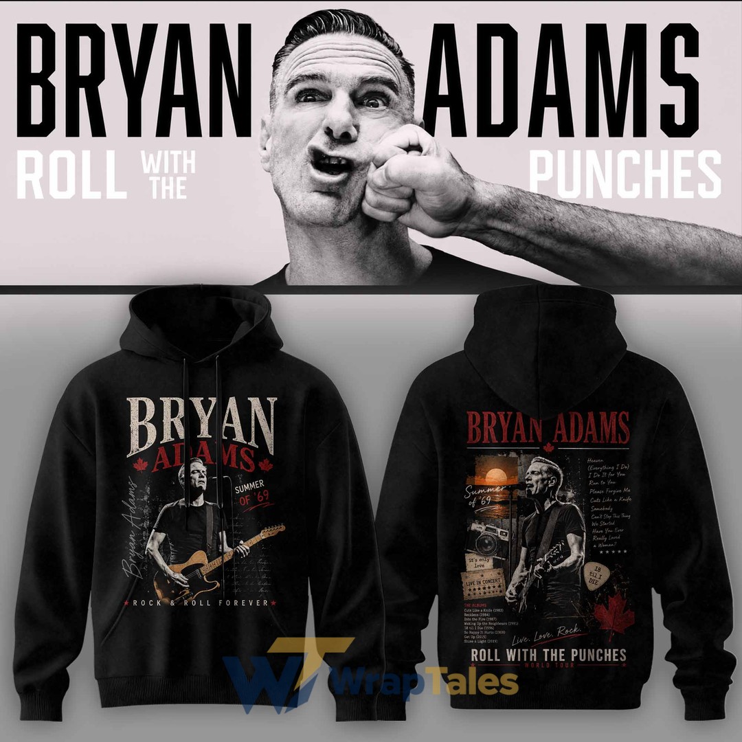 Bryan Adams 2026 ツアー　ジップパーカー　サイズXL Bryan Adams Roll With The Punches Tour 2026 Special Edition Hoodie