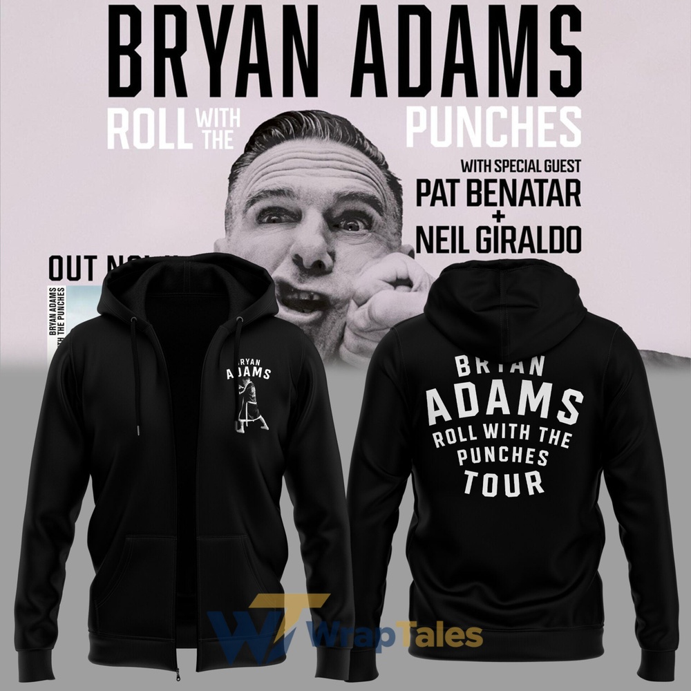 Bryan Adams 2026 ツアー　ジップパーカー　サイズXL Roll With The Punches Tour 2026 Bryan Adams Rock Legend Zip Hoodie