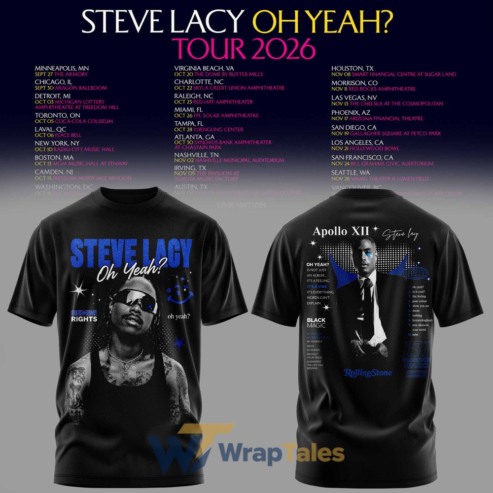 Steve Lacy Oh Yeah Tour 2026 Apollo XII T-Shirt - Premium Custom