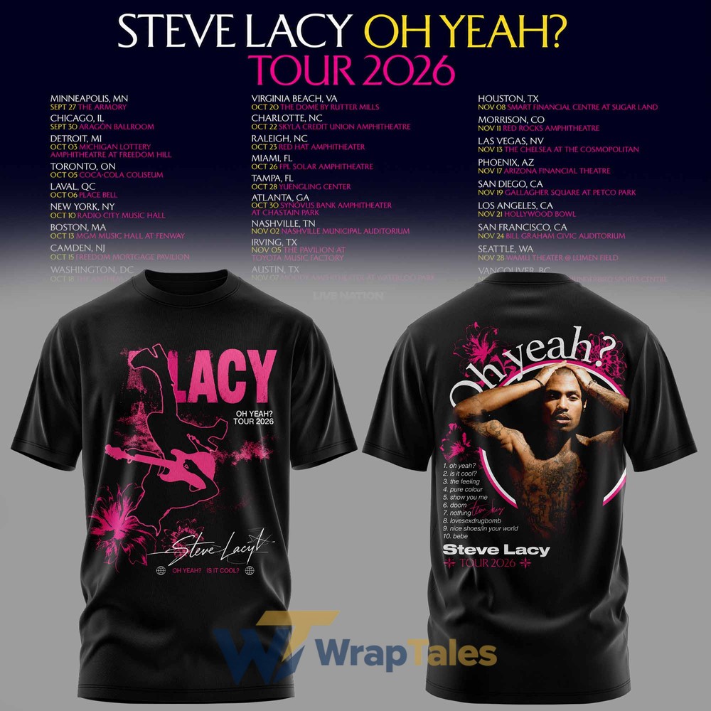 Steve Lacy Oh Yeah Tour 2026 Graphic T-Shirt - Premium Custom