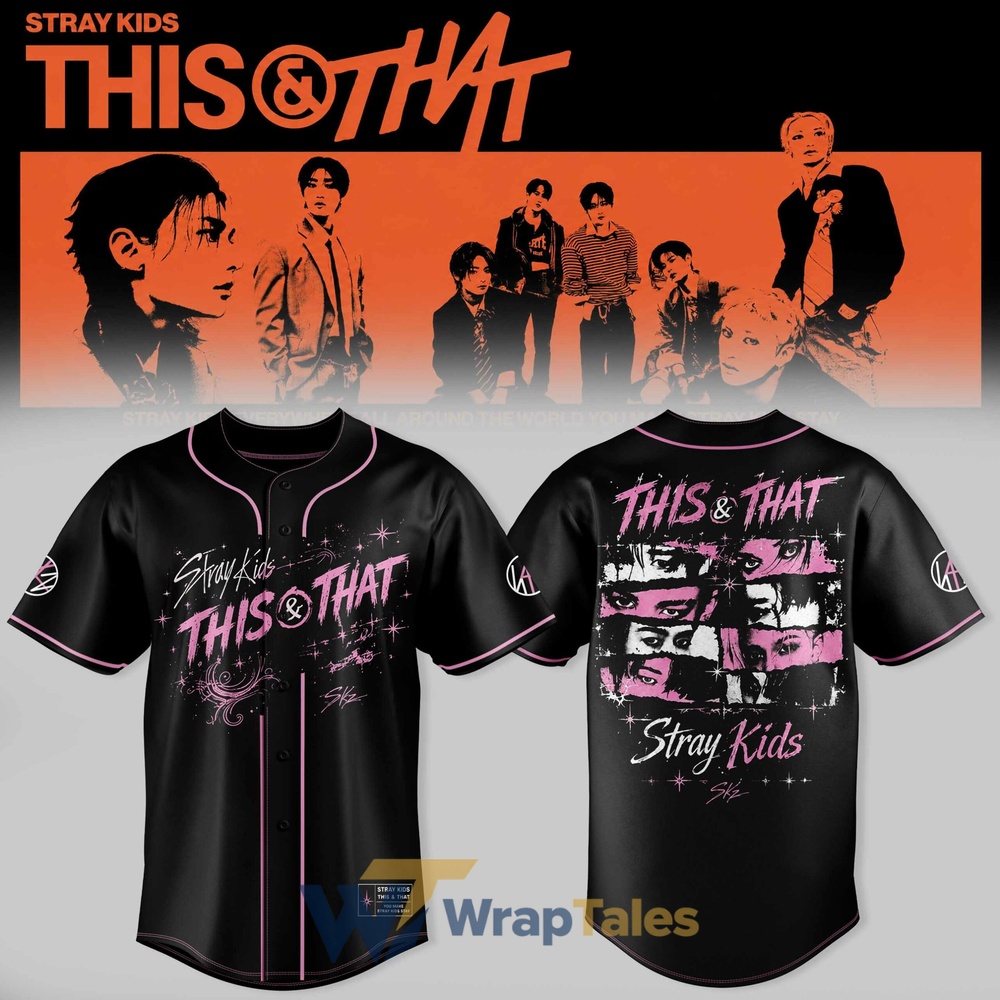 Stray Kids This & That 2026 Pink Graphic Baseball Jersey - Premium