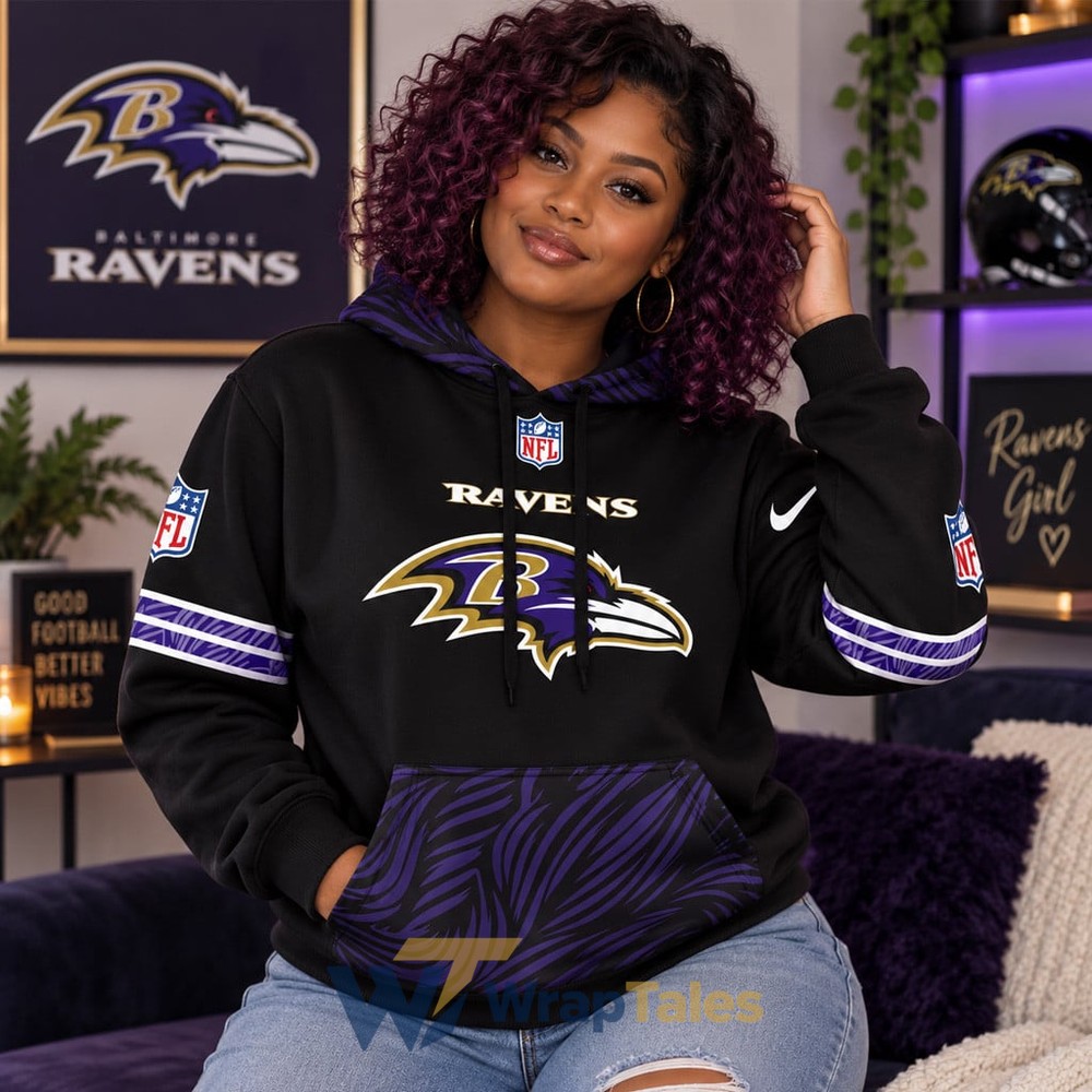 Baltimore Ravens 2026 Noise Rising Falls Black Graphic Hoodie