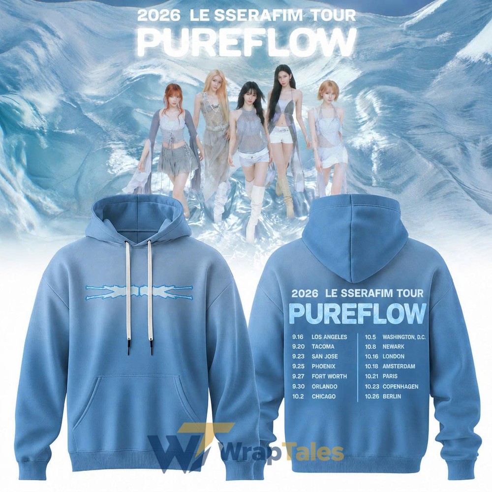 LE SSERAFIM K-pop PUREFLOW World Tour 2026 Hoodie - Premium Custom