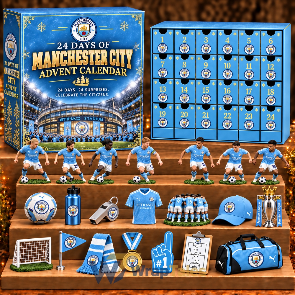 Manchester City x EPL Personalized 24 Days Of American Football Advent Calendar